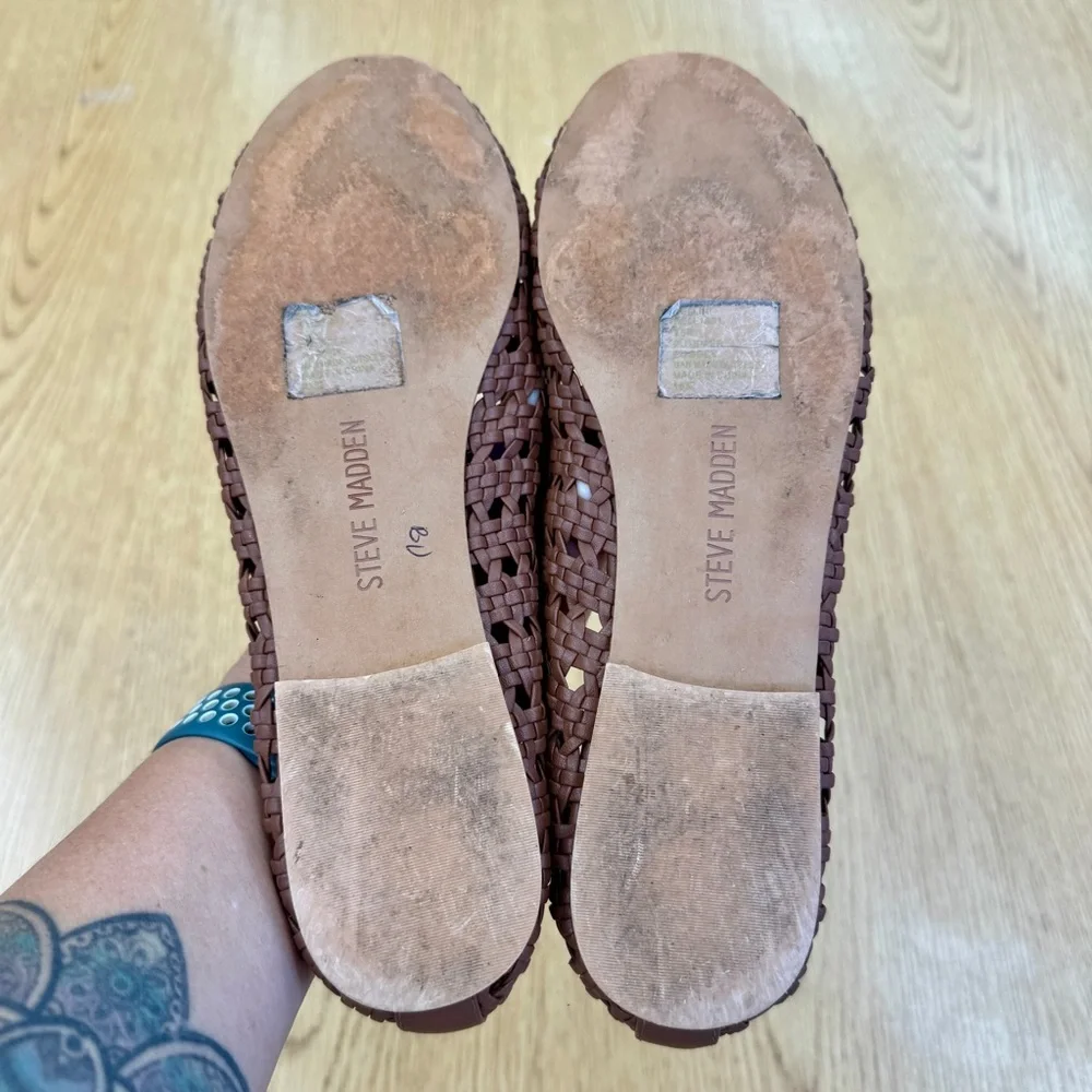 Steve Madden Women's Leather Woven Ballet Flats Brown Size 9.5M Spring Summer - Picture 7 of 7